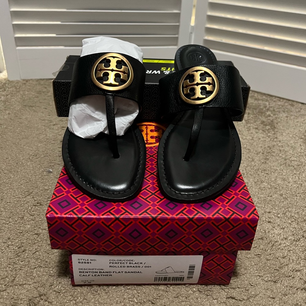 Tory Burch Benton Band Flat Leather Sandals